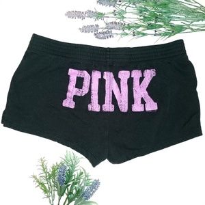 PINK Victoria's Secret Shorts - Victoria's Secret PINK Black Logo Shorts Sz Large PINK Victoria's Secret Shorts - Victoria's Secret PINK Black Logo Shorts Sz Large